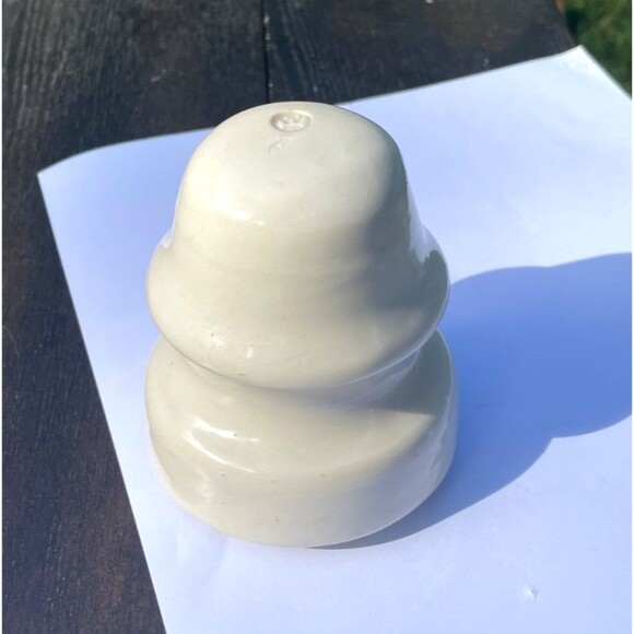 Vintage Westinghouse White Porcelain Spool Insulator "W" Logo w/ Wooden Post - Picture 6 of 8